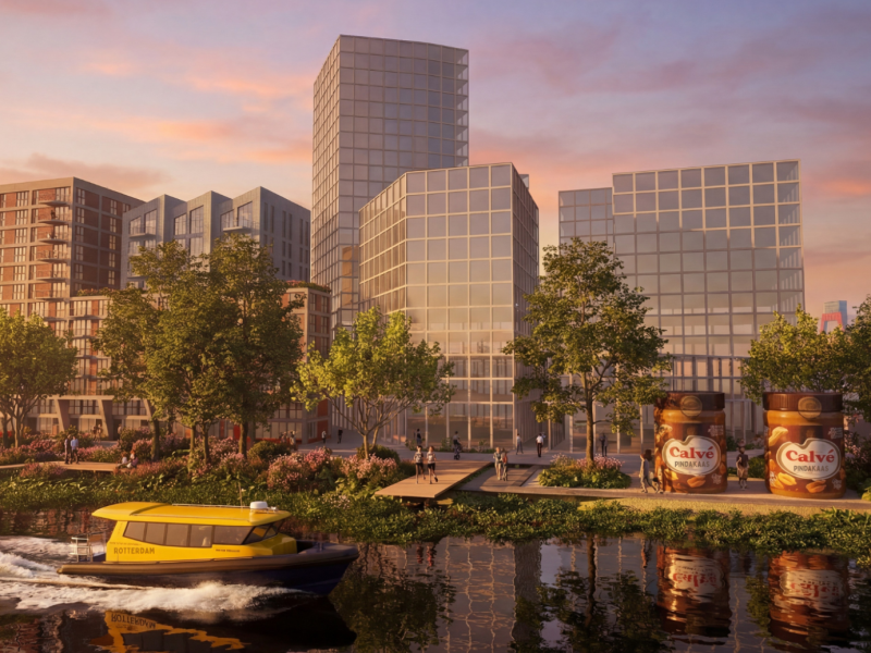 Artist impressie van de Kaai met Pindakaas potten